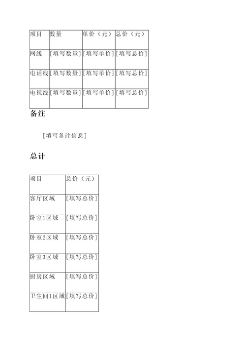 装修水电明细报价单