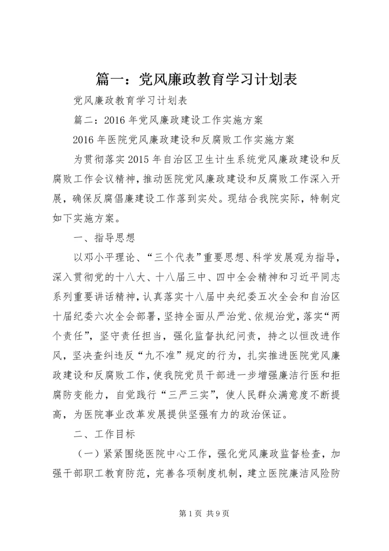 篇一：党风廉政教育学习计划表.docx