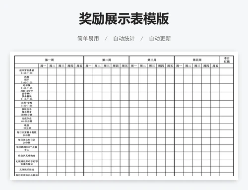 奖励展示表模版