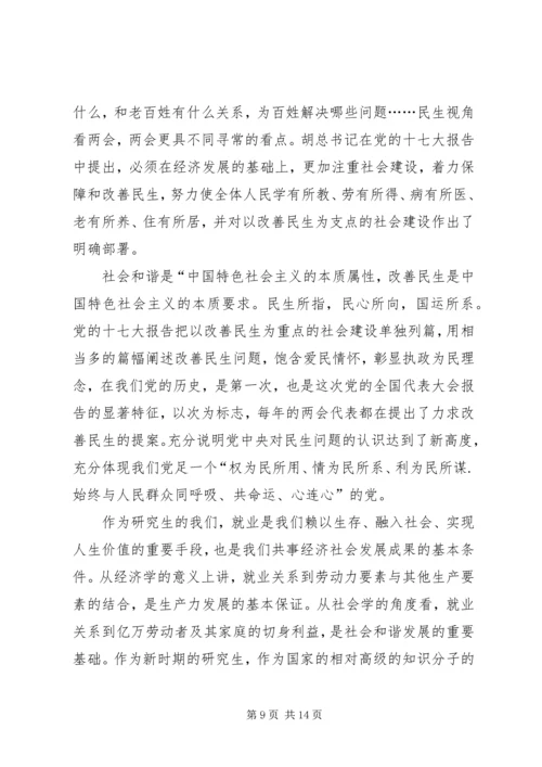 党员3月思想汇报：两会学习心得_1.docx