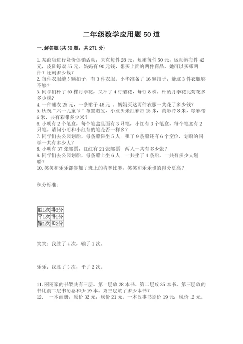 二年级数学应用题50道及参考答案1套.docx