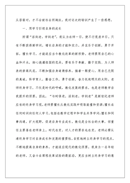 暑期教师专业成长培训个人总结