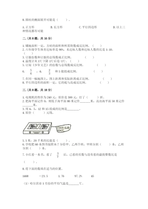 小学六年级数学摸底考试题附完整答案【名校卷】.docx