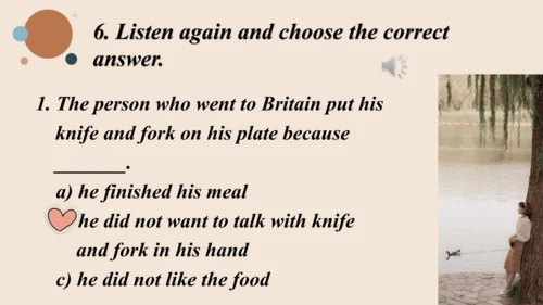 Module 6 Eating together Unit 3 Language in use  课