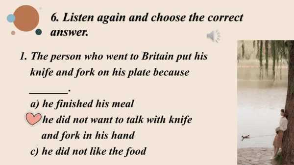 Module 6 Eating together Unit 3 Language in use  课