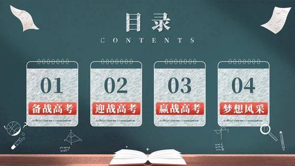 创意黑板风励志高三高考冲刺高考倒计时百日誓师大会PPT模板