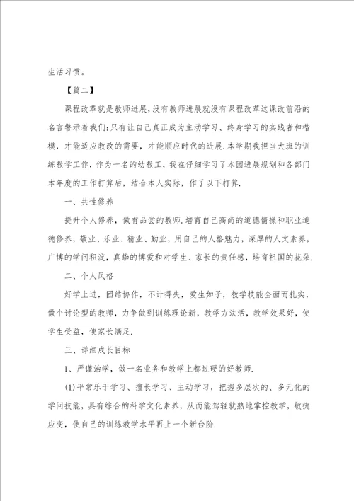 幼儿园教师大班个人工作计划