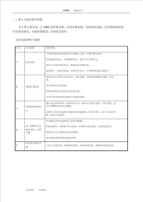 10kV配电室施工方案设计