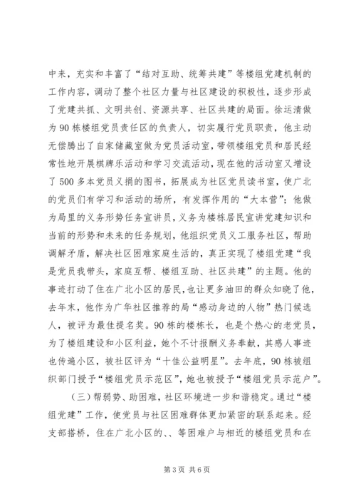 社区楼组党建务虚会经验汇报材料.docx