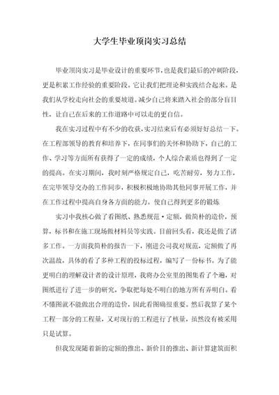 大学生毕业顶岗实习总结