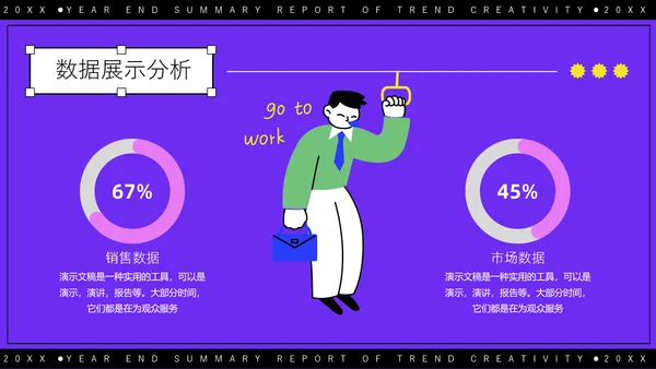 紫色潮流创意年终总结报告通用PPT模板