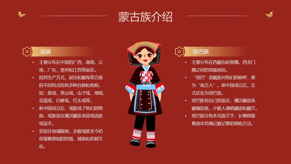 红色国潮中国风民族介绍少数民族简介动态PPT民族团结