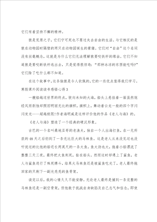 寒假课外阅读读书感悟心得