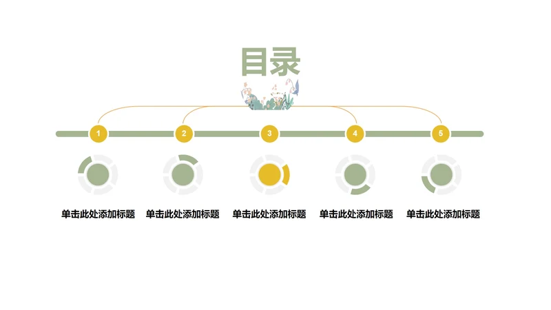 日系白底清新花卉总结汇报目录PPT模板