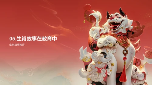 红色生肖狗中国风寓言解析PPT模板
