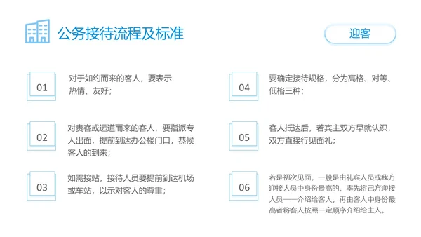 蓝色简约商务公司员工接待流程培训PPT模板