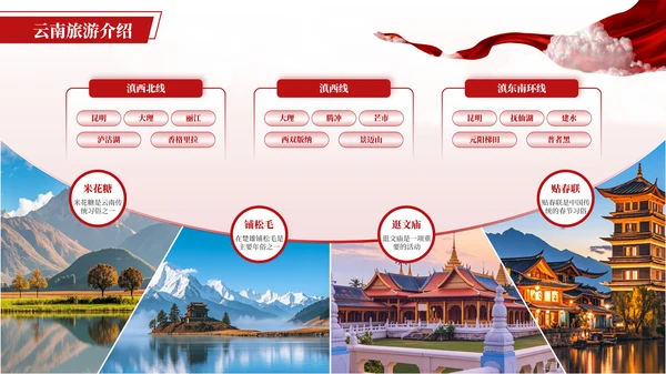 红色简约风多图排版PPT版式合集