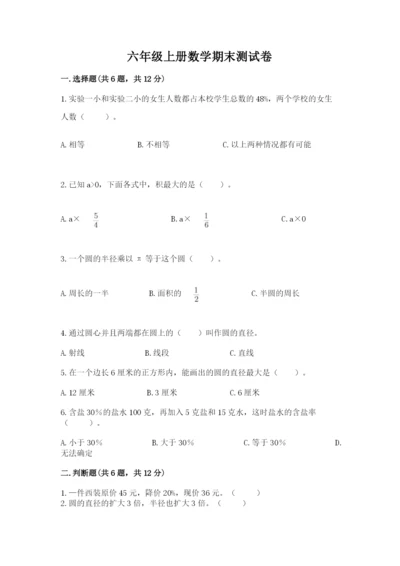 六年级上册数学期末测试卷含完整答案【典优】.docx