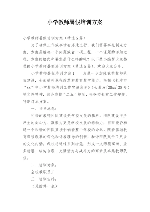 小学教师暑假培训方案.docx