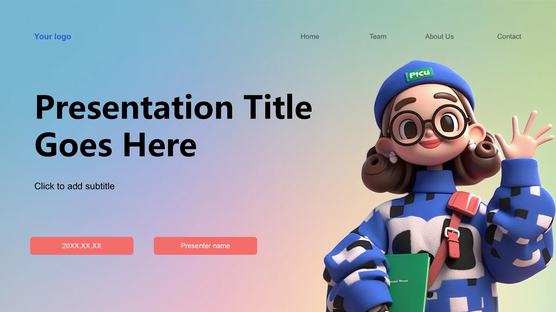 蓝色卡通风大学生自我介绍教育培训PPT主题