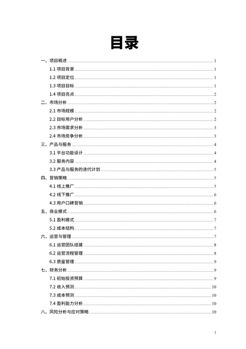 大学生互联网+比赛商业计划书