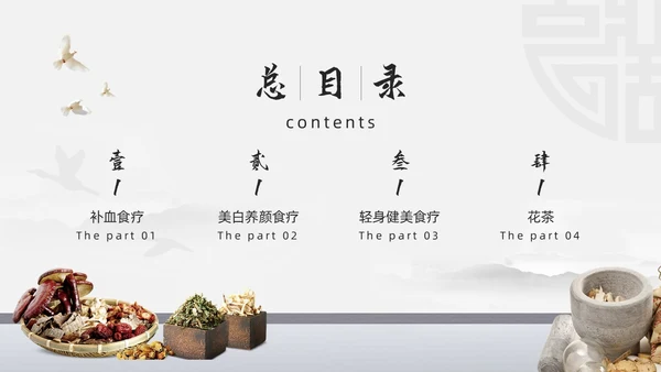 浅色水墨中医美容PPT模板宣传PPT动态PPT