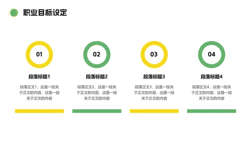 简约绿黄色插画大学生职业规划PPT模板