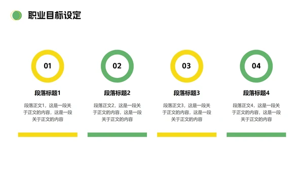 简约绿黄色插画大学生职业规划PPT模板
