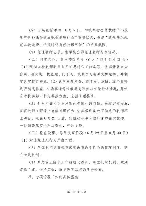 胜利小学有偿补课专项治理工作方案.docx