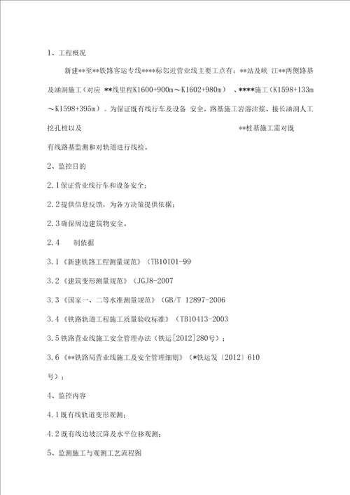 2016年最新临近既有线沉降变形监测方案