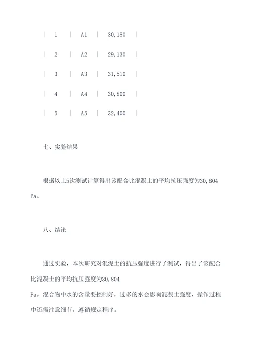 混泥土试块抗压实验报告