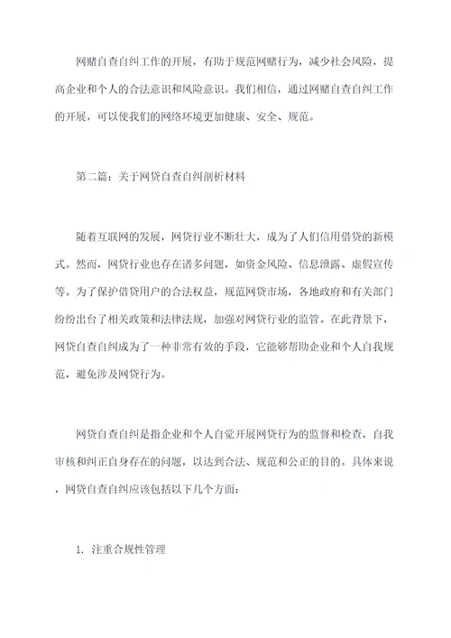 网赌网贷自查自纠剖析材料