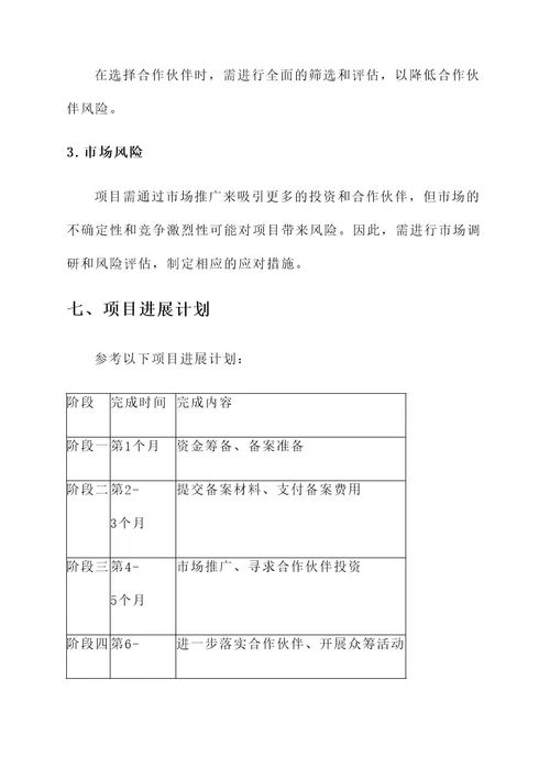 备案项目资金自筹方案