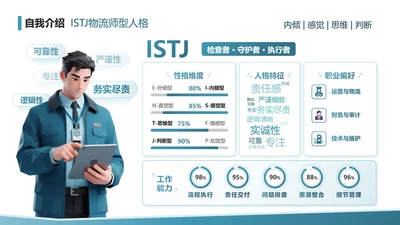 蓝色渐变创意MBTI自我介绍PPT单页