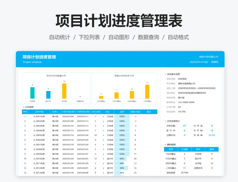 项目计划进度管理表