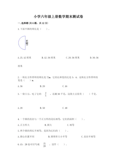 小学六年级上册数学期末测试卷附参考答案（典型题）.docx