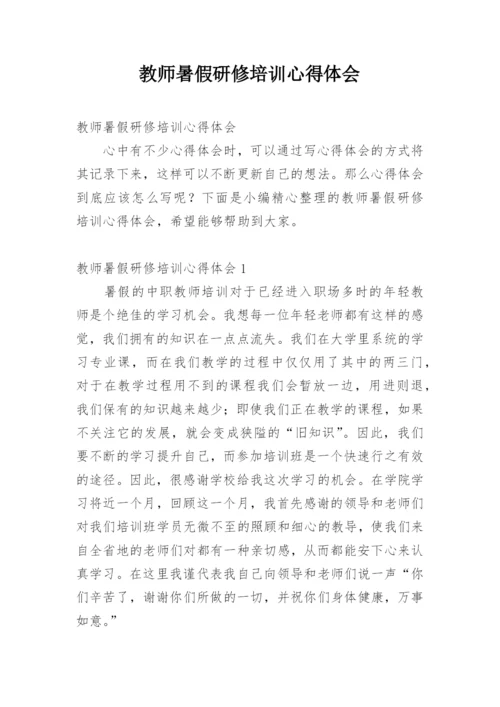 教师暑假研修培训心得体会.docx