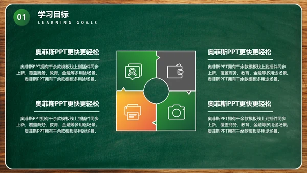 黑板风绿色汉语言文学教学课件PPT