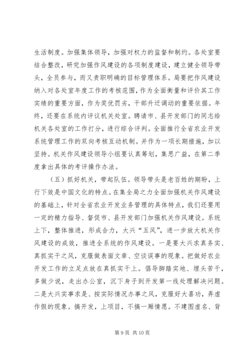 省农业资源开发局党组关于切实加强机关作风建设的意见.docx