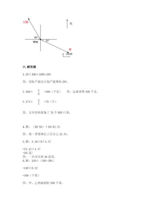 2022人教版六年级上册数学期末测试卷（模拟题）.docx