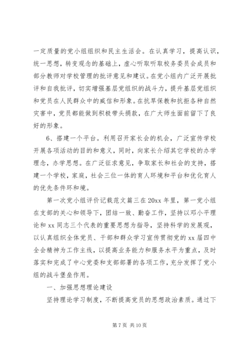 第一次党小组评价记载范文.docx