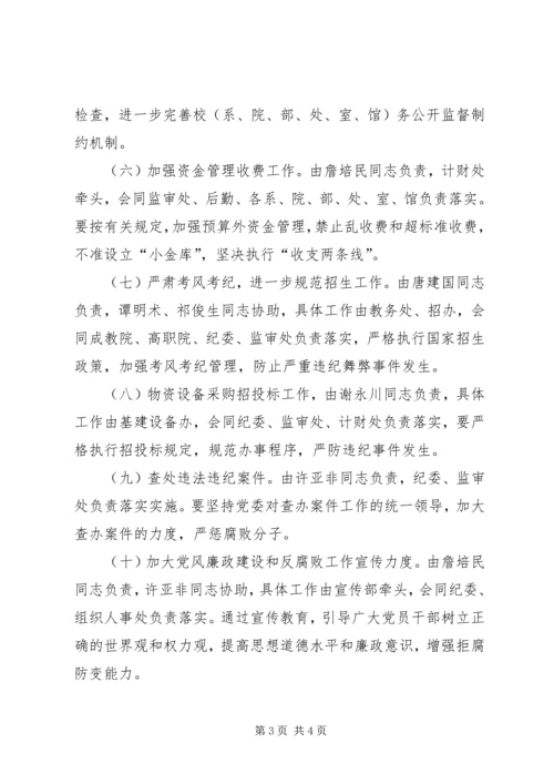 某学院关于某年党风廉政建设和反腐败工作分工 (3).docx