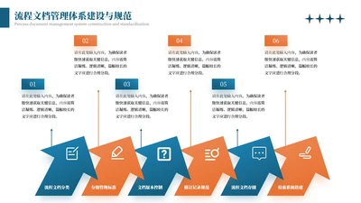 蓝橙商务风6项流程图PPT单页