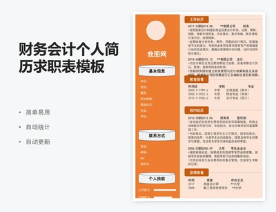 财务会计个人简历求职表模板