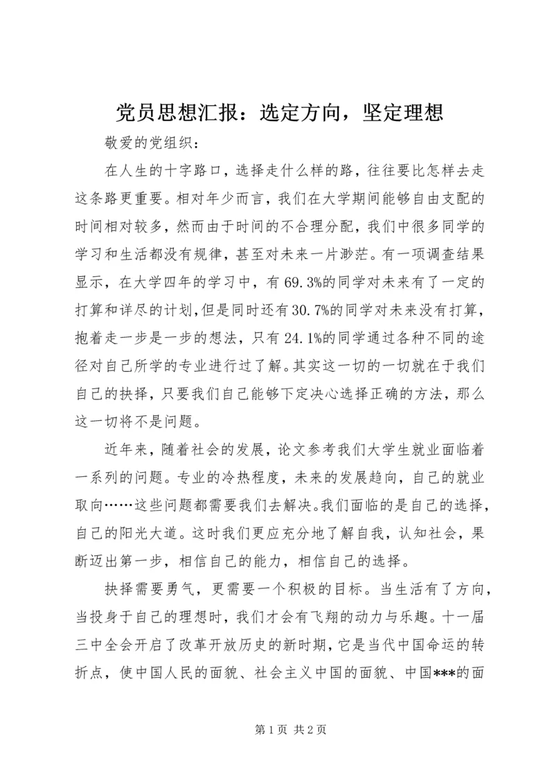 党员思想汇报：选定方向，坚定理想.docx