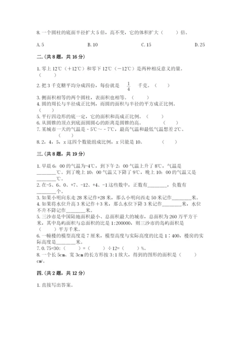 苏教版数学六年级下册试题期末模拟检测卷附答案【达标题】.docx