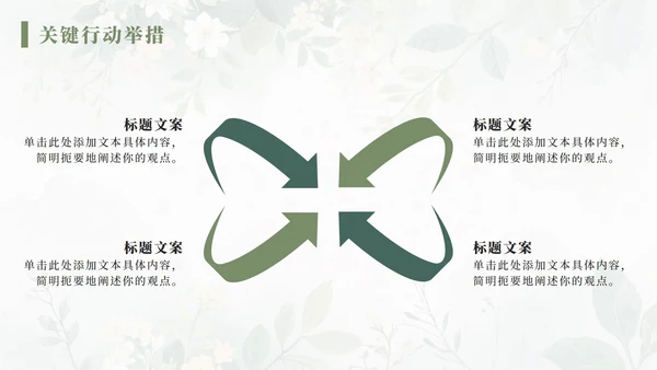 绿色水彩小清新花团锦簇汇报PPT模板