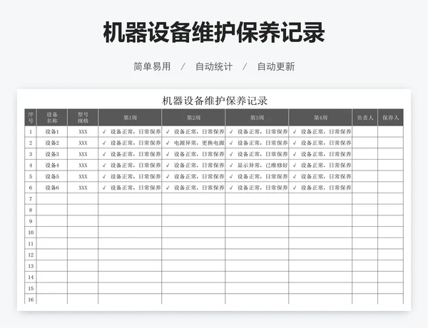 机器设备维护保养记录