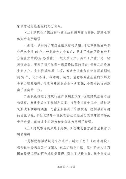 在全市工程建设管理工作会议上的工作报告.docx