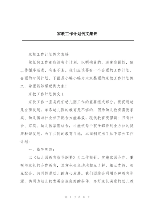 家教工作计划例文集锦.docx